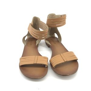 Kensie LEATHER Tan Sandals With Ankle Straps Size 8